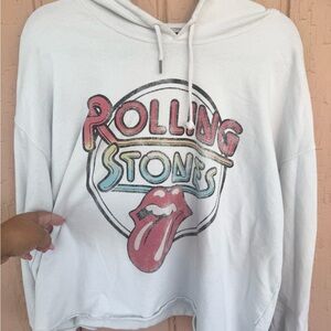EUC The Rolling Stones off white rock band lightweight hoodie sweatshirt size 2X